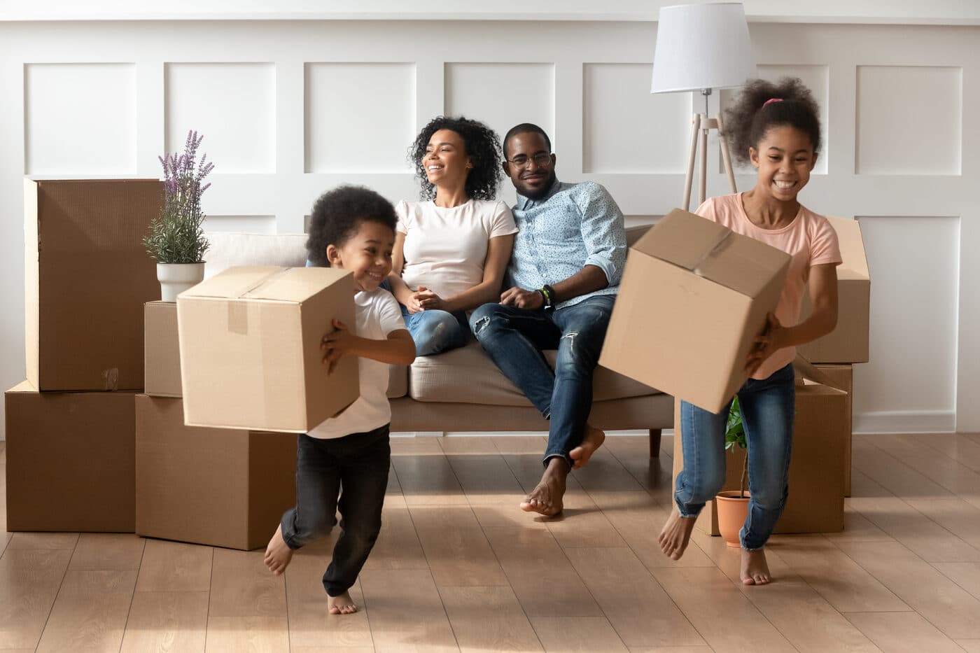 A family settling into their new rented home